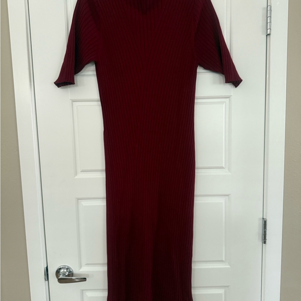 Joie Burgundy Ribbed Midi Dress - Picture 4 of 6